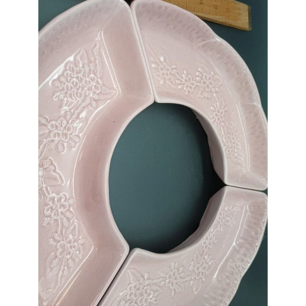 Vintage California Pottery Pink Blossoms Serving Dishes 503-5